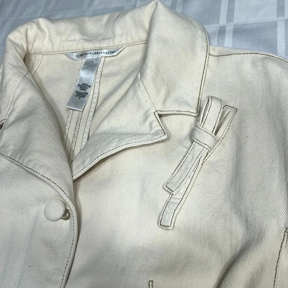 DVF Jean jacket,blazer,fitted,cropped,tie ribbon,cream color,cotton,stylish EC - Picture 7 of 13